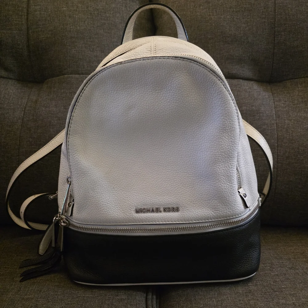 Michael Kors White and‎ Black Backpack